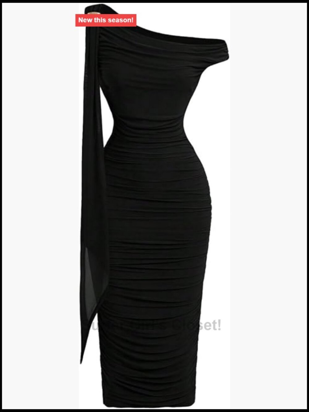 Elegant Off Shoulder Midi Dress Sleeveless Ruched Bodycon Party Dresses